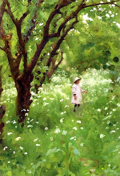 Thomas Cooper Gotch The Orchard Sweden oil painting art